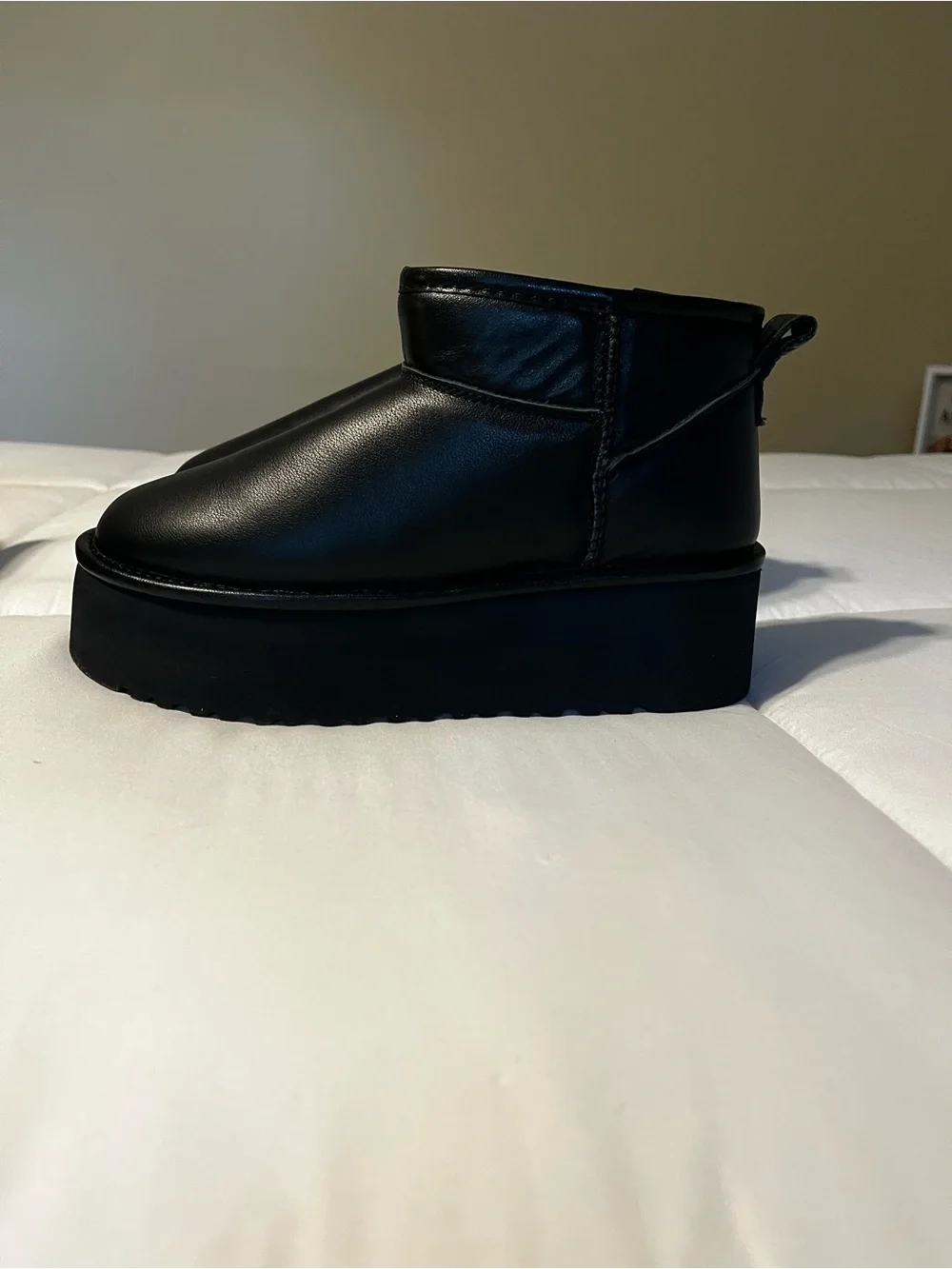 Project cloud black genuine leather womens platf